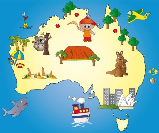 valsts, valsts, kontinents, jūra, okeāns, laivu, koala Milena Moiola (Adelaideiside)