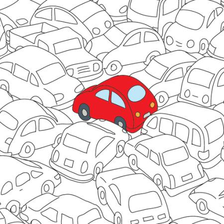 sarkana, auto, ievārījums, satiksme Robodread - Dreamstime