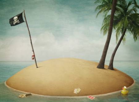 pludmale, karogs, pirātu, sala Annnmei - Dreamstime