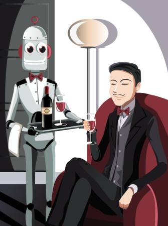 robots, cilvēks, vīns, stikls Artisticco Llc - Dreamstime