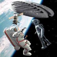 Pixwords Attēls ar kosmosa, svešzemju, astronauts, satelītu, kosmosa, zemes, kosmoss Luca Oleastri - Dreamstime