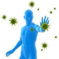 Pixwords Attēls ar vīrusu, imunitāte, zils, cilvēks, slimi, baktērijas, zaļa Sebastian Kaulitzki - Dreamstime