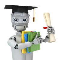 Pixwords Attēls ar absolvents, robots, papīrs, diploms, attēli, grāmatas, cepure Vladimir Nikitin - Dreamstime