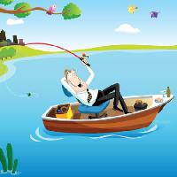 Pixwords Attēls ar laivu, cilvēks, ūdens, makšķerēšana, ezers Zuura - Dreamstime