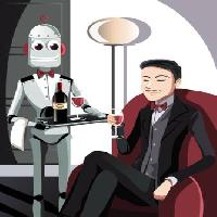 Pixwords Attēls ar robots, cilvēks, vīns, stikls Artisticco Llc - Dreamstime