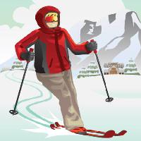 Pixwords Attēls ar slēpju, ziemas, sniega, kalnu, kūrorts, sarkans Artisticco Llc - Dreamstime